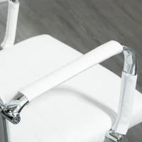 Sedia da Ufficio Ergonomica in Finta Pelle, Seduta Girevole e Dondolo, 54x62x104-114 cm, Bianco