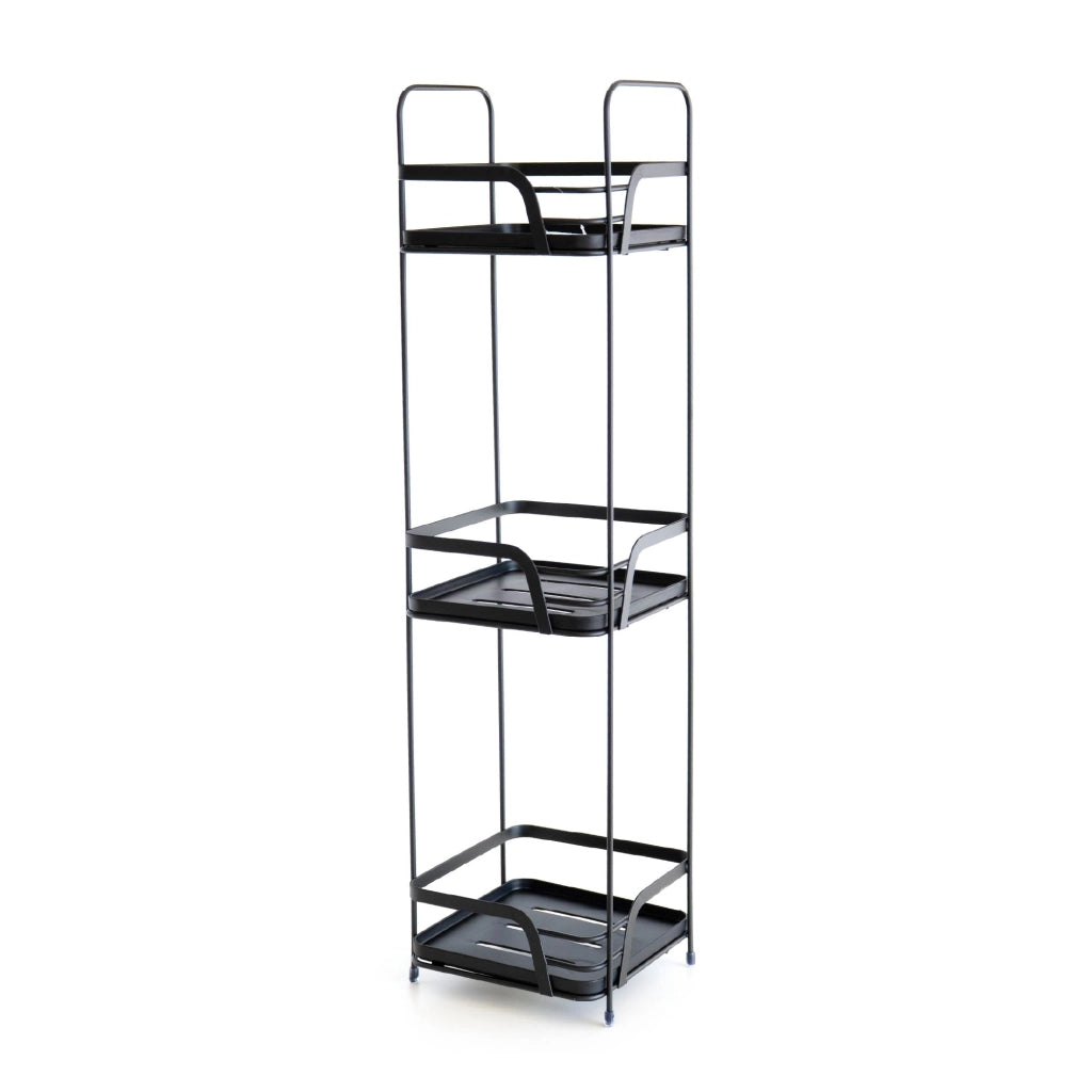 Mobiletto portaoggetti da bagno a 2 o 3 ripiani – Organizzatore bagno per salviette, sapone e accessori, scaffale salvaspazio in metallo con ripiani in plastica, già montato 3 Ripiani