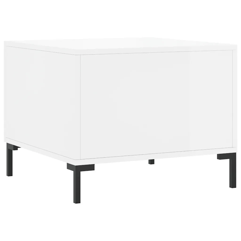 Tavolino da Salotto Bianco Lucido 50x50x40 cm Legno Multistrato 829400