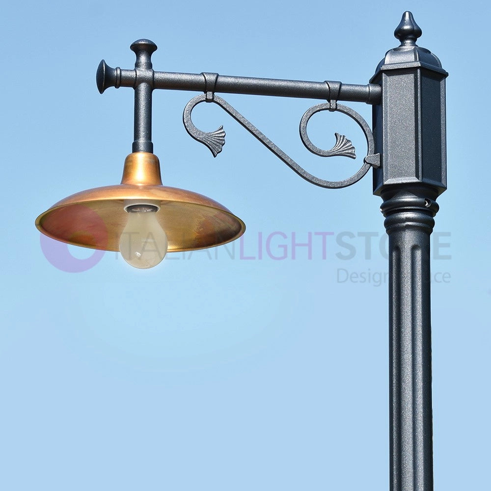 NIKE ANTRACITE Lampione da giardino 1 luce con piatto in ottone anticato