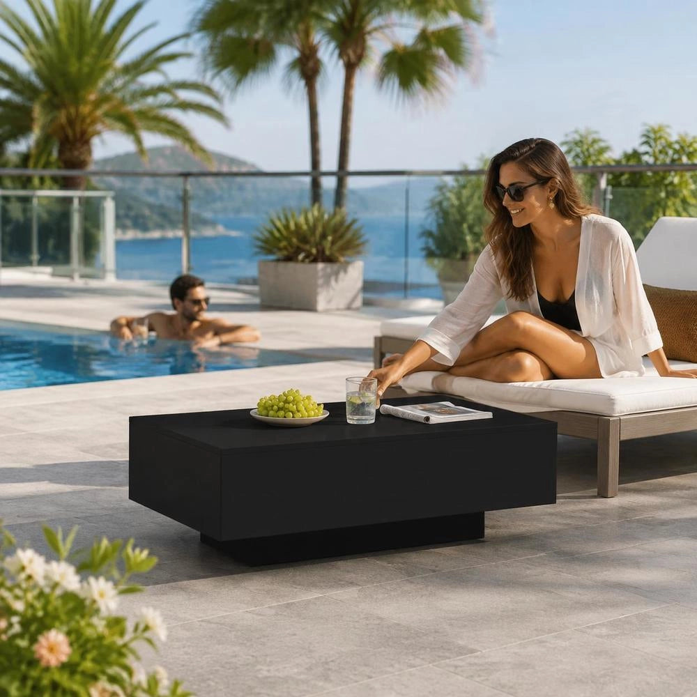 Coffee Table Black 100x49.5x31 Cm Wood Material