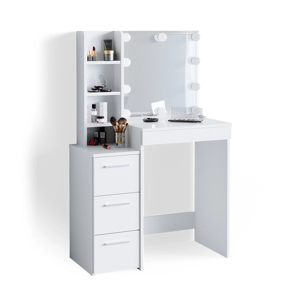 Vicco Tavolo da toeletta Bianco 80 cm con illuminazione a LED