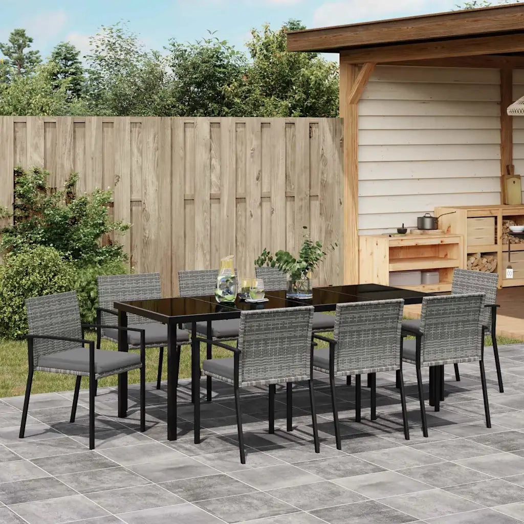 Set da Pranzo per Giardino 9 pcs Grigio 3379246