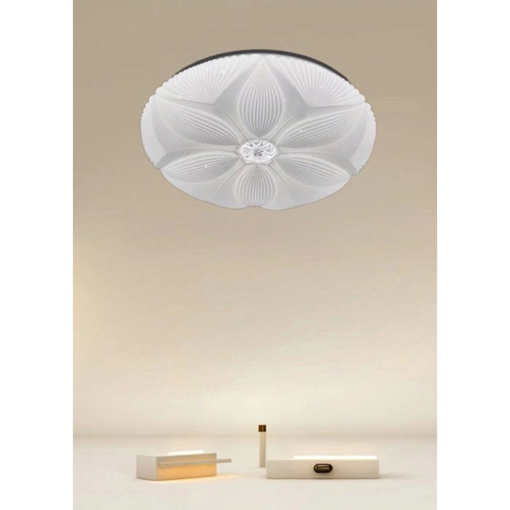 Trade Shop - Plafoniera Soffitto Lampada Led Decoro Fiore 60w Bianco Luce Fredda 6500k Ip20 16744 -