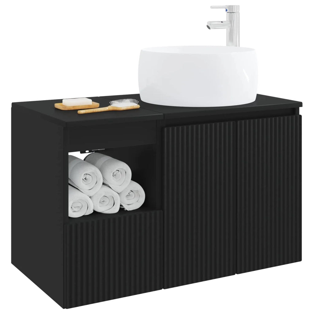 Set di mobili per il bagno 2 pz Nero Legno ingegnerizzato 3404095