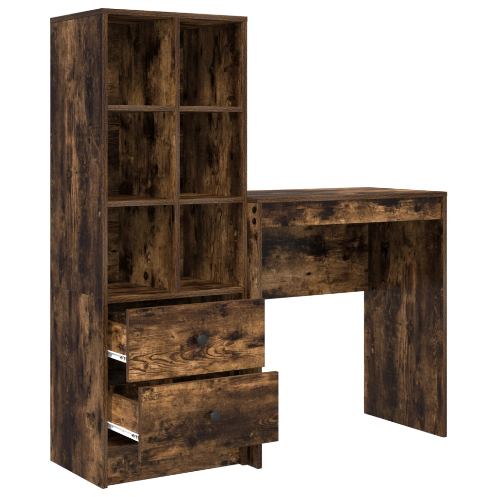 Scrivania con spazio di archiviazione rovere affumicato legno ingegnerizzato