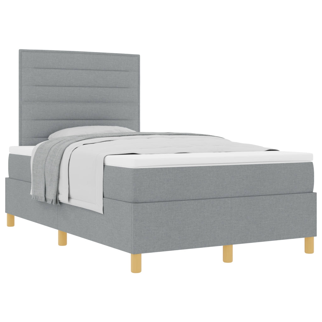 Letto a molle con materasso Grigio chiaro 120x200 cm in tessuto