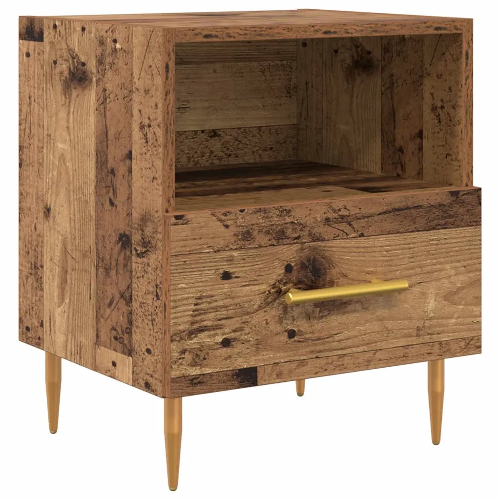 Set di 2 Comodini | Armadio da Notte | Mobiletto da notte con cassetto Legno vecchio 40 x 35 x 47,5 cm