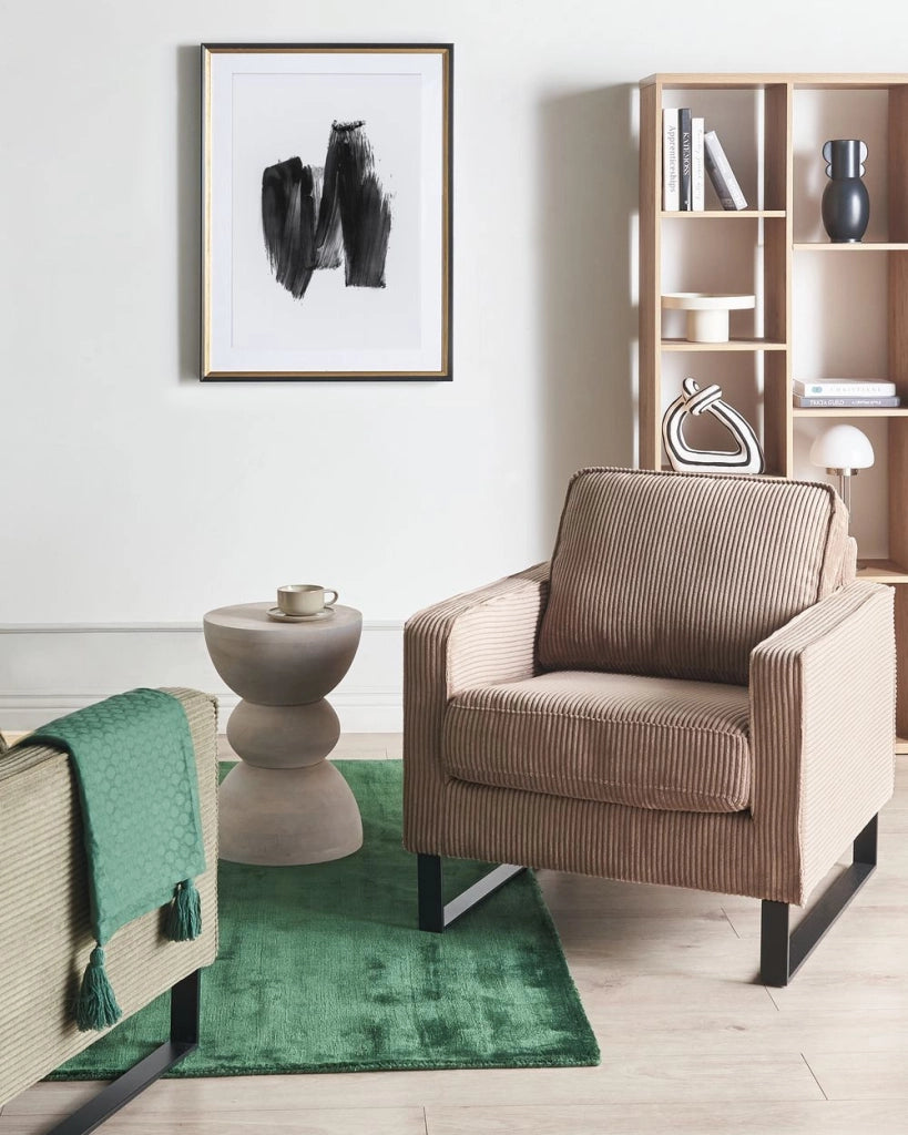 Poltrona in velluto a coste beige Soggiorno stile Moderno contemporaneo