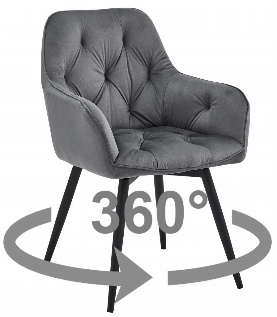 VALORA LUKK360 Sedia girevole in velluto grigio scuro x2