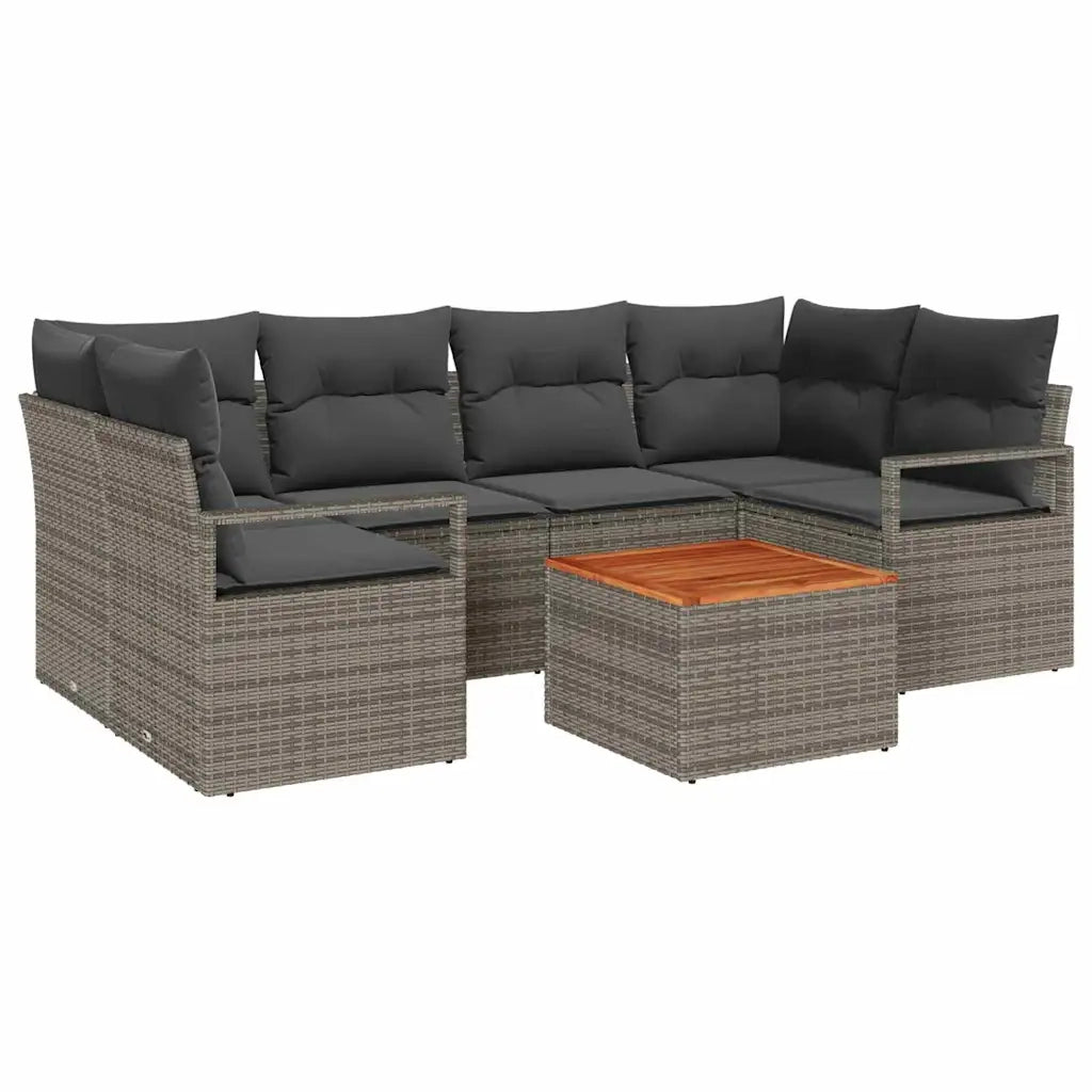 Set Divano da Giardino 7 pcs Grigio polyrattan