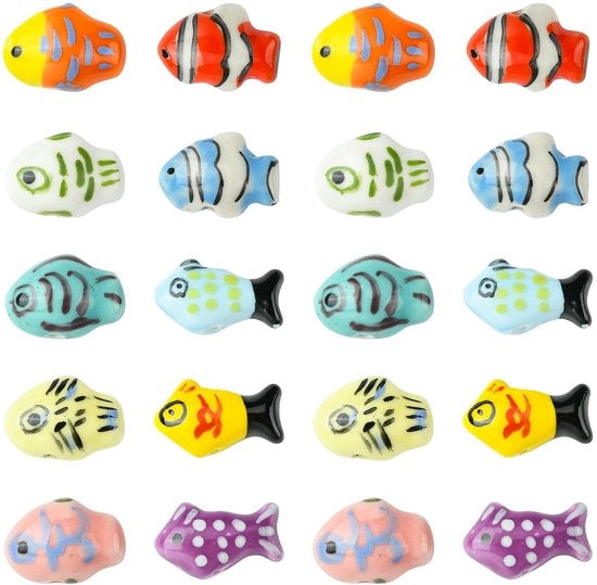 Set di Perle 16 Pezzi - Perle Artigianali - Perle di Cermica - Creazione di Gioielli - 8 Colori - 2 mm Apertura