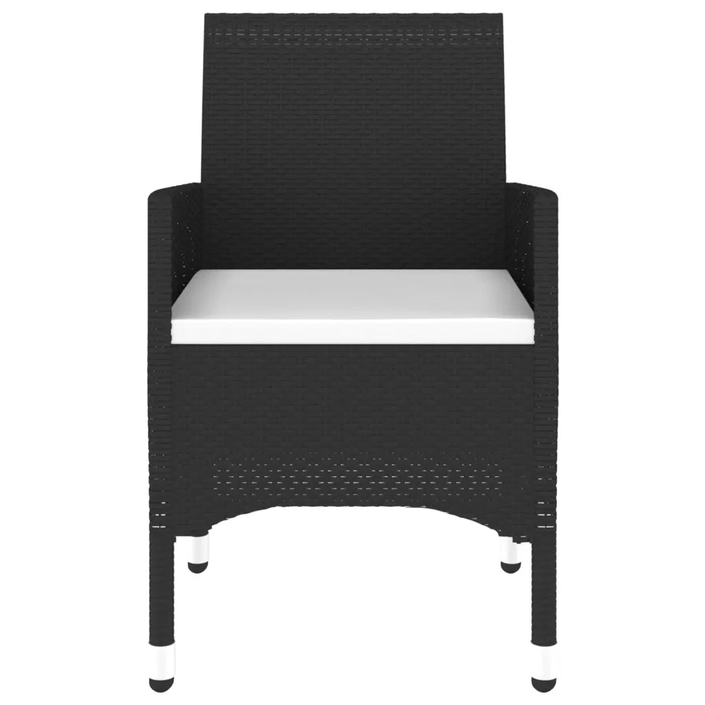 Set da Pranzo per Giardino 3 pz in Polyrattan Nero cod mxl 41755