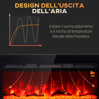 Camino Elettrico da Parete 1800W con Telecomando e Display LCD 91,4x15,8x45 cm Nero