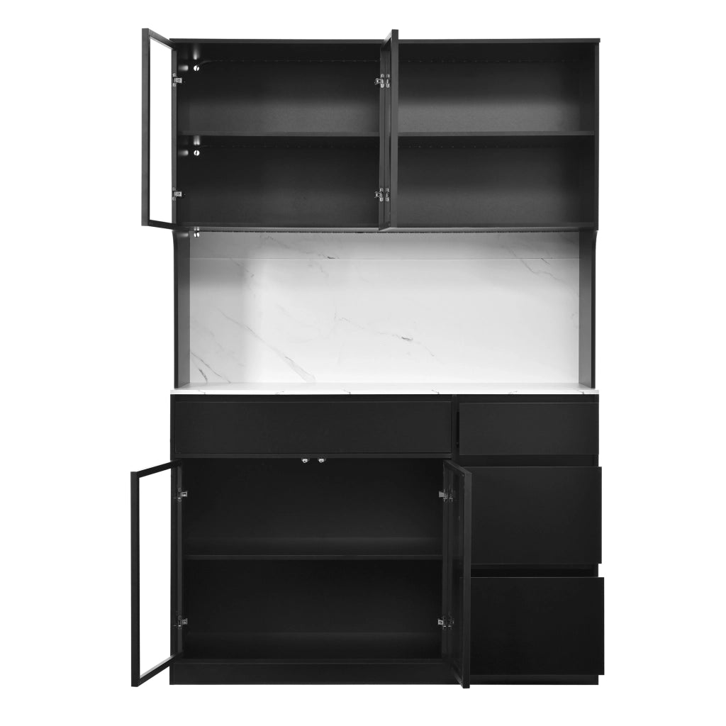 SIDEBOARD 120x40x180 cm Bianco e Nero in MDF con LED