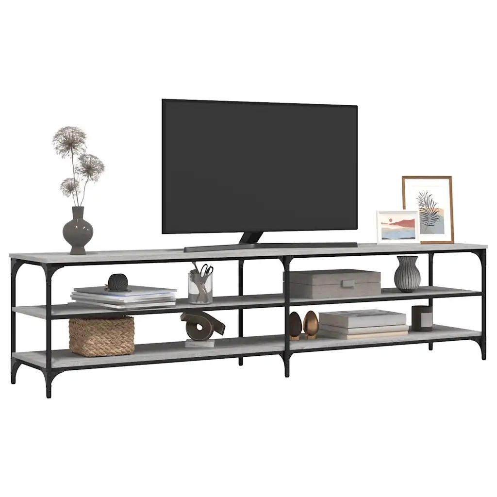 Mobile TV Grigio Sonoma 200x30x50cm Legno Multistrato e Metallo 826762