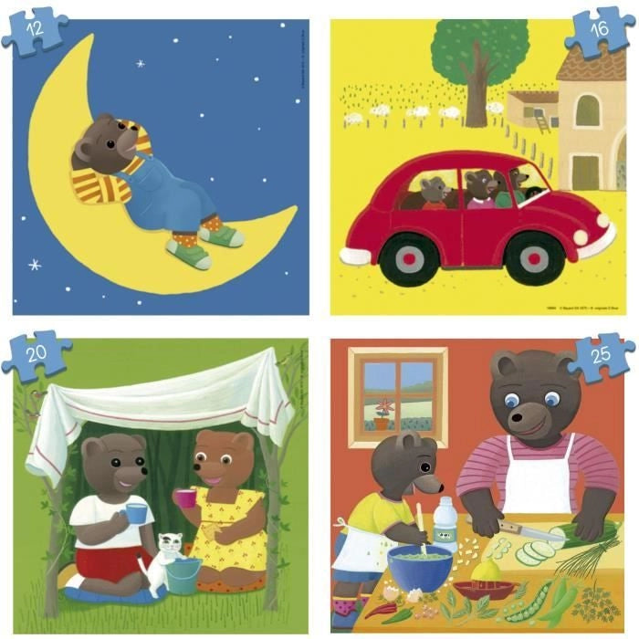 Puzzle - EDUCA - Orsetto Bruno: 4 puzzle progressivi per bambini dai 12 ai 25 pezzi per bambini di 3 anni