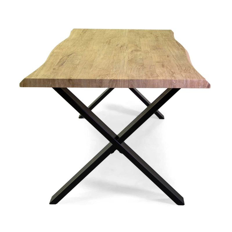 Tavolo metallo Canberra nero con top legno naturale cm 180x90h75