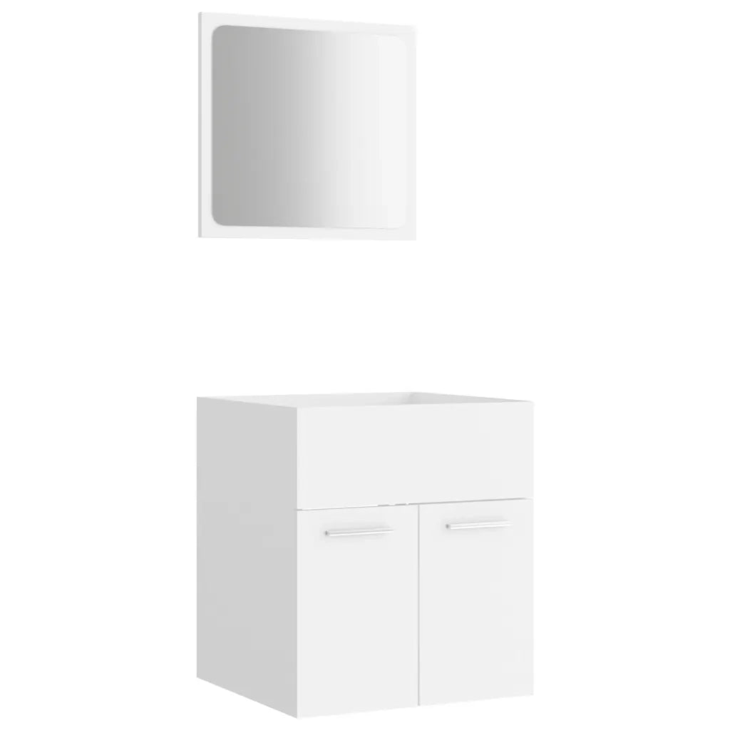 Set Mobili da Bagno 2 pz Bianco in Legno Multistrato cod mxl 55475