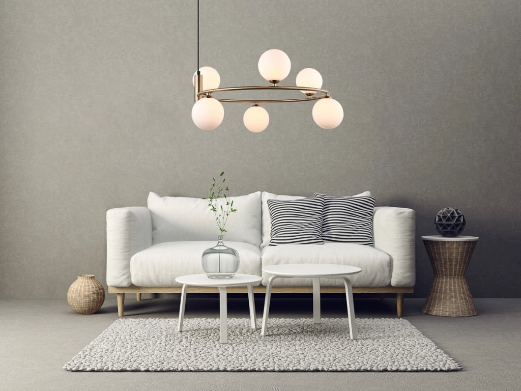 Lampadario Italux Amily moderno oro 6 luci G9 vetro