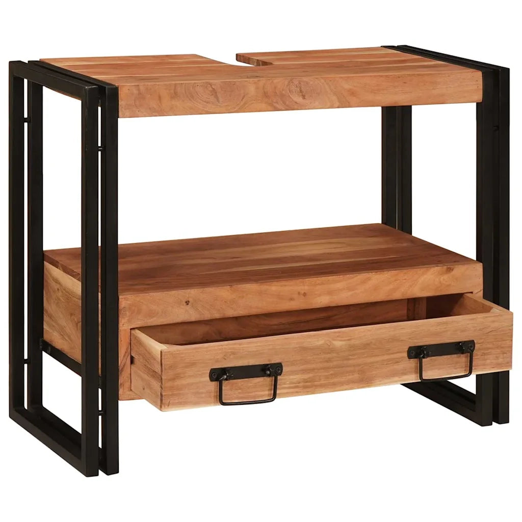 Armadio da Bagno | Mobile da Bagno con cassetto Marrone Legno di Acacia Massello