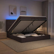 Letto Ottomano con Materasso e LED Marrone Scuro 200 x 200 cm 3458100