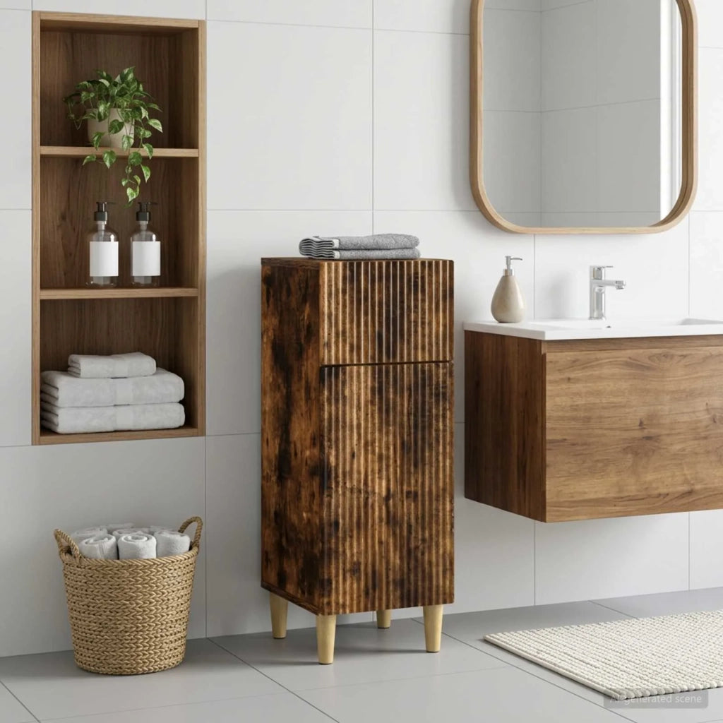 Mobiletto da Bagno ARNHEM Rovere Fumo 30 x 31 x 80 cm 896610