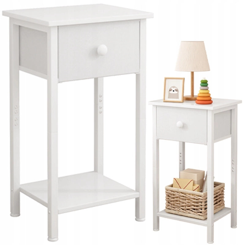 Comò, cassettiera, comodino, cassettiera con cassetto e ripiano, bianco, per camera da letto o soggiorno, 38 cm