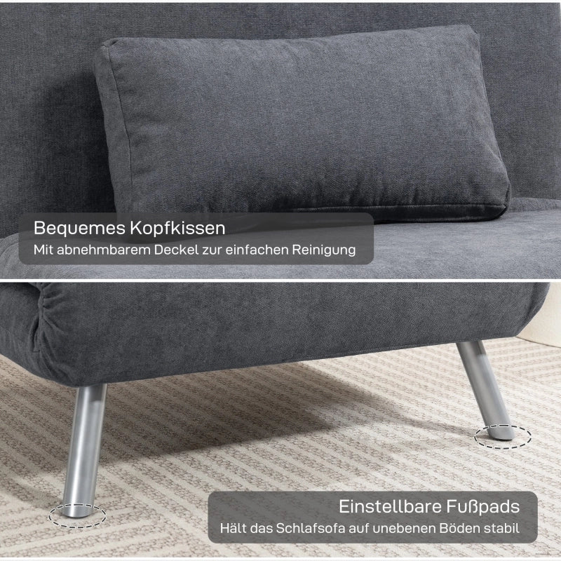 POLTRONA LETTO 190 cm Grigio Scuro in Metallo con cuscino