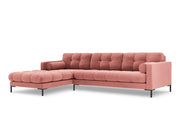 Cosmopolitan Design - Divano angolare sinistro "Bali" 5 posti in velluto rosa 