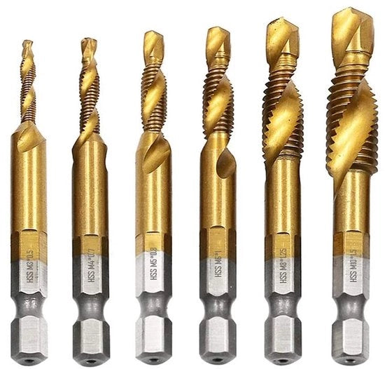 Set di Forbici a Serraggio a 6 Pacchi con Testa a 6 Ghiro - Serraggio a Titanio - Set di Forbici a Serraggio per Torni - Misura Metrica - M3-M10 - Combinazione di Alta Qualità - Codice del Prodotto: 123456