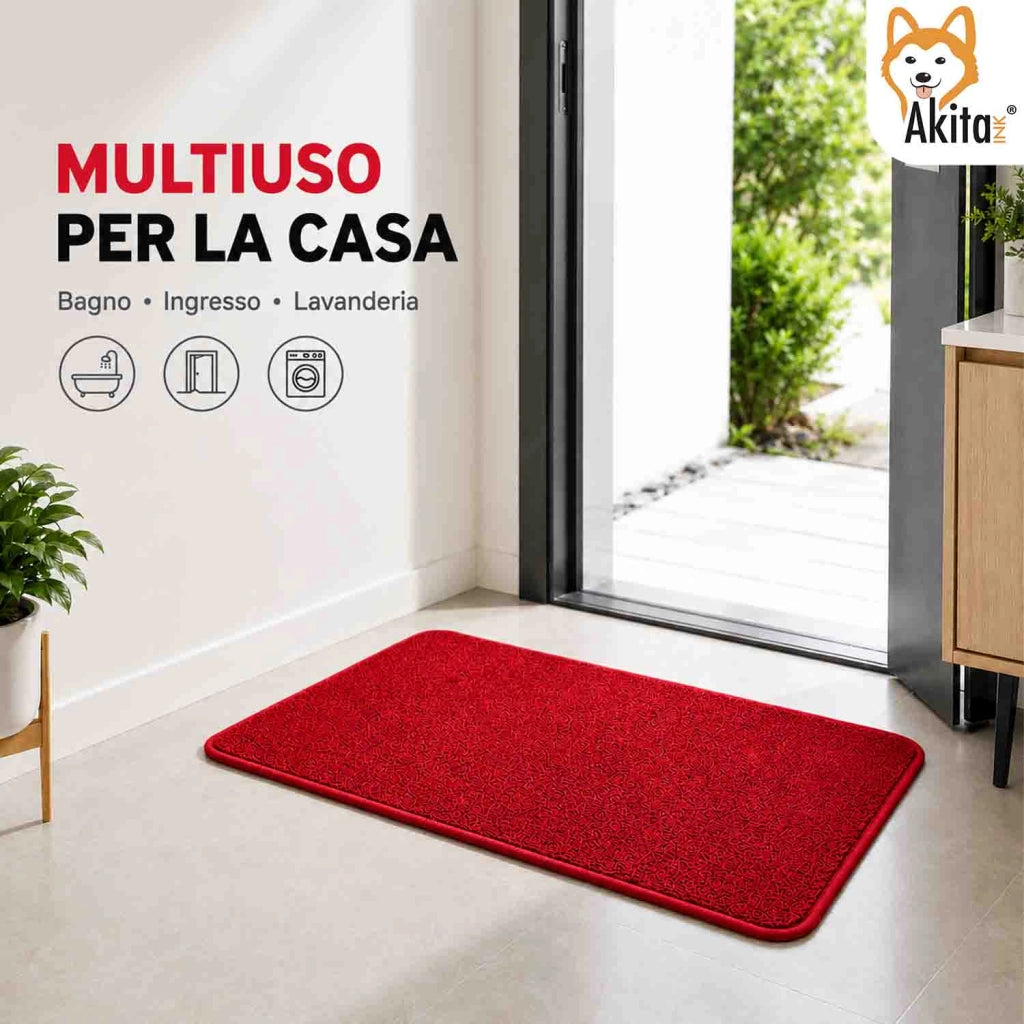 Akitaink Tappeto Multiuso in Microfibra 50x80 cm Rosso