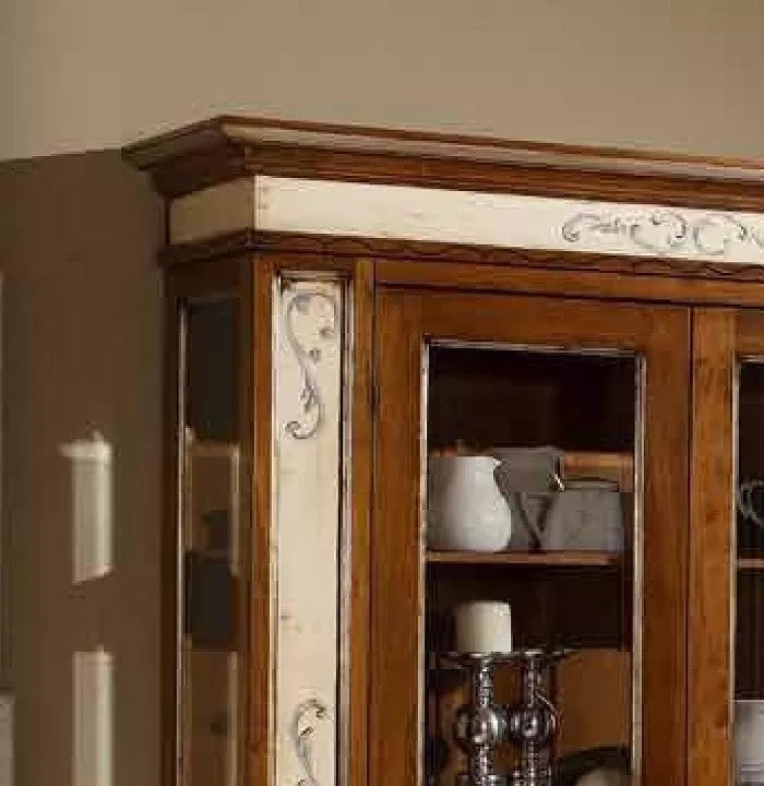 Vetrina 2 porte arte povera legno dipinto/bassano 145x48x212 - Mobili 2G