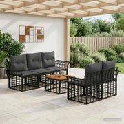 Set di divani da esterno 6 pz Nero e Grigio scuro polyrattan 3437641
