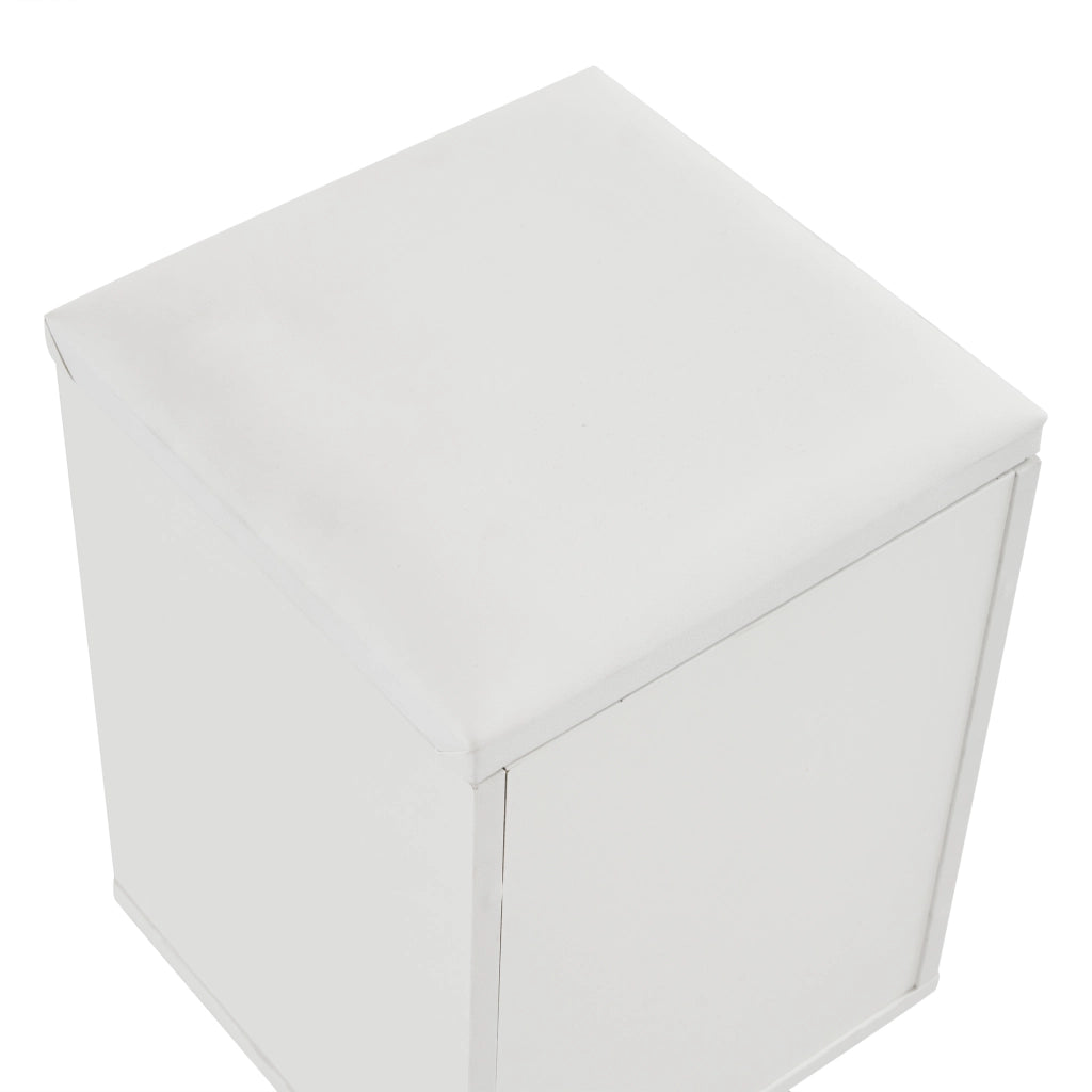 Tavolino da salotto 100x100x63.5 cm; piano regolabile con 4 sgabelli; truciolare bianco