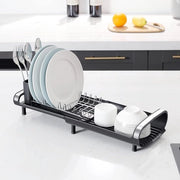 Corrimano per posate - piccolo e espandibile - in acciaio inox - anti-ossidativo - rastrello per posate per la cucina - nero - 502 x 20 x 193 cm