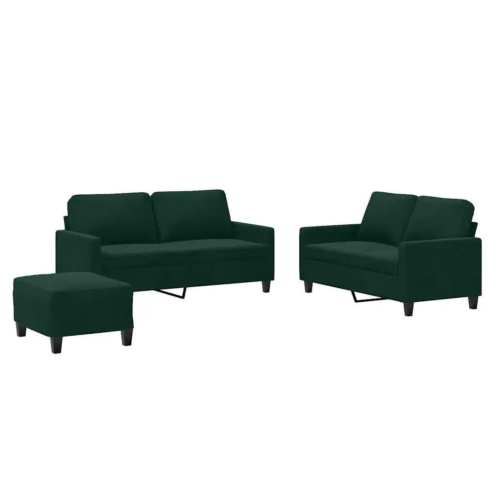 Set di Divani 3 pz con Cuscini Verde scuro in Velluto 3201508