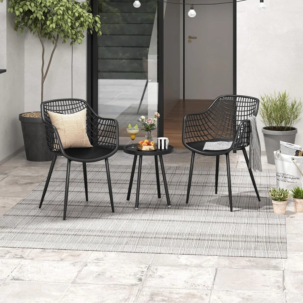 Set di 3 mobili da giardino per balconi e terrazze, 2 poltrone con tavolo, resistente alle intemperie, per piccoli spazi esterni
