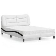 Letto con Materasso Hvar Bianco e Nero 140x190 cm in Similpelle 3208723