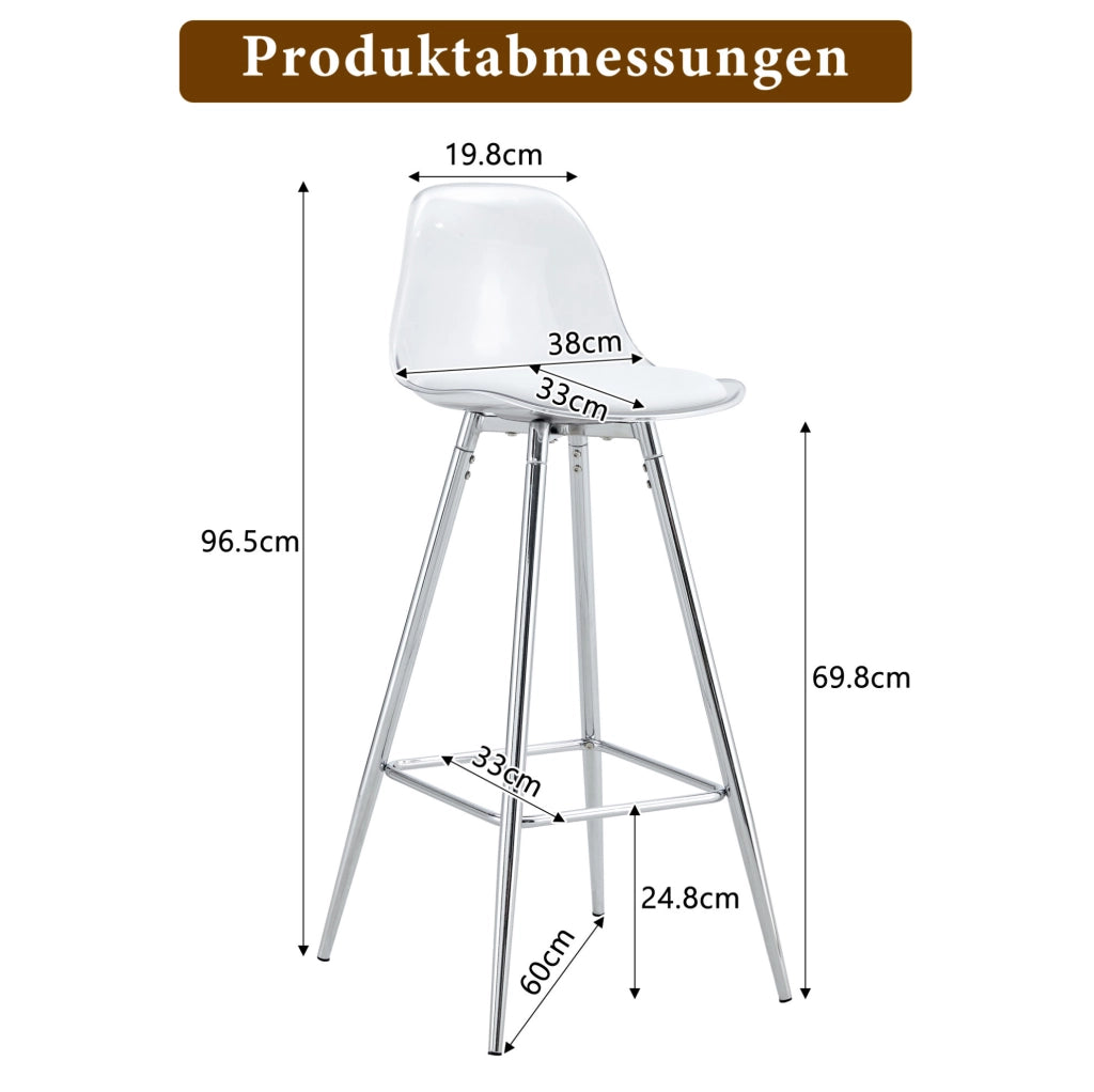 Seduta ergonomica trasparente con struttura in metallo color argento