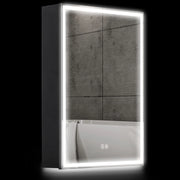 Armadietto Bagno con Specchiera, Luci LED Regolabili e Funzione Anti-Appannamento, Nero