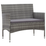 Set Divani da Giardino 4 pz | Set Salotto da Giardino con Cuscini in Polyrattan Grigio