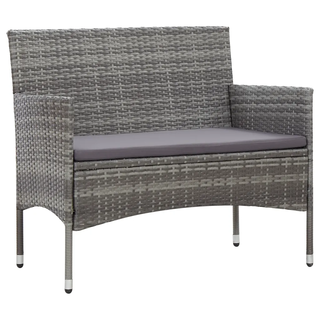 Set Divani da Giardino 4 pz | Set Salotto da Giardino con Cuscini in Polyrattan Grigio