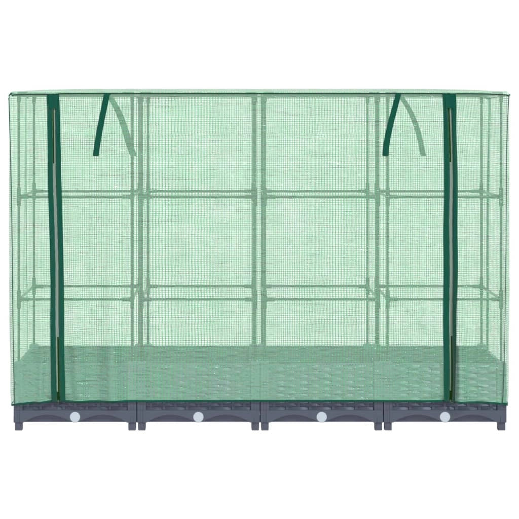 Aiuola rialzata/fioriera con copertura effetto rattan 160 x 40 x 123 cm blu/grigio 02_0038748