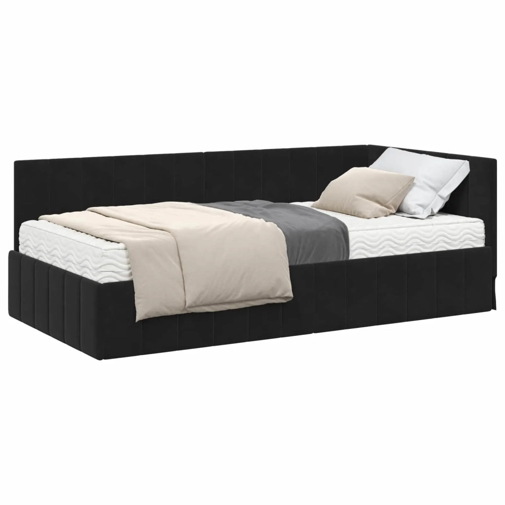 Struttura Letto Angolare con Materasso 2 pcs Nero Velluto