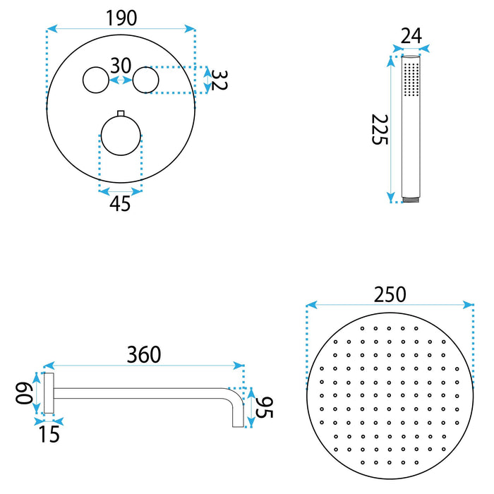 Set Doccia Da Incasso Rea Lungo Diamond Chrom + Box