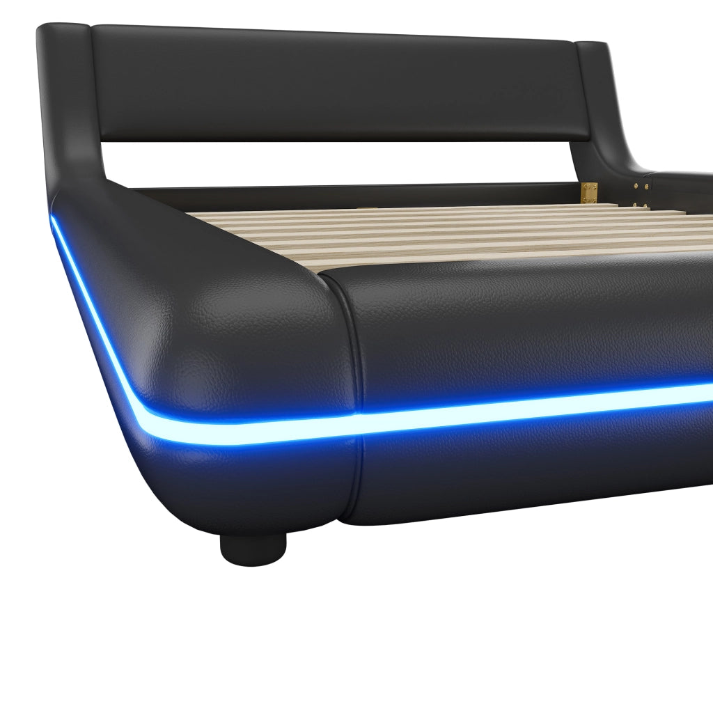 Letto basso 140x200 cm in PU con LED ambientale