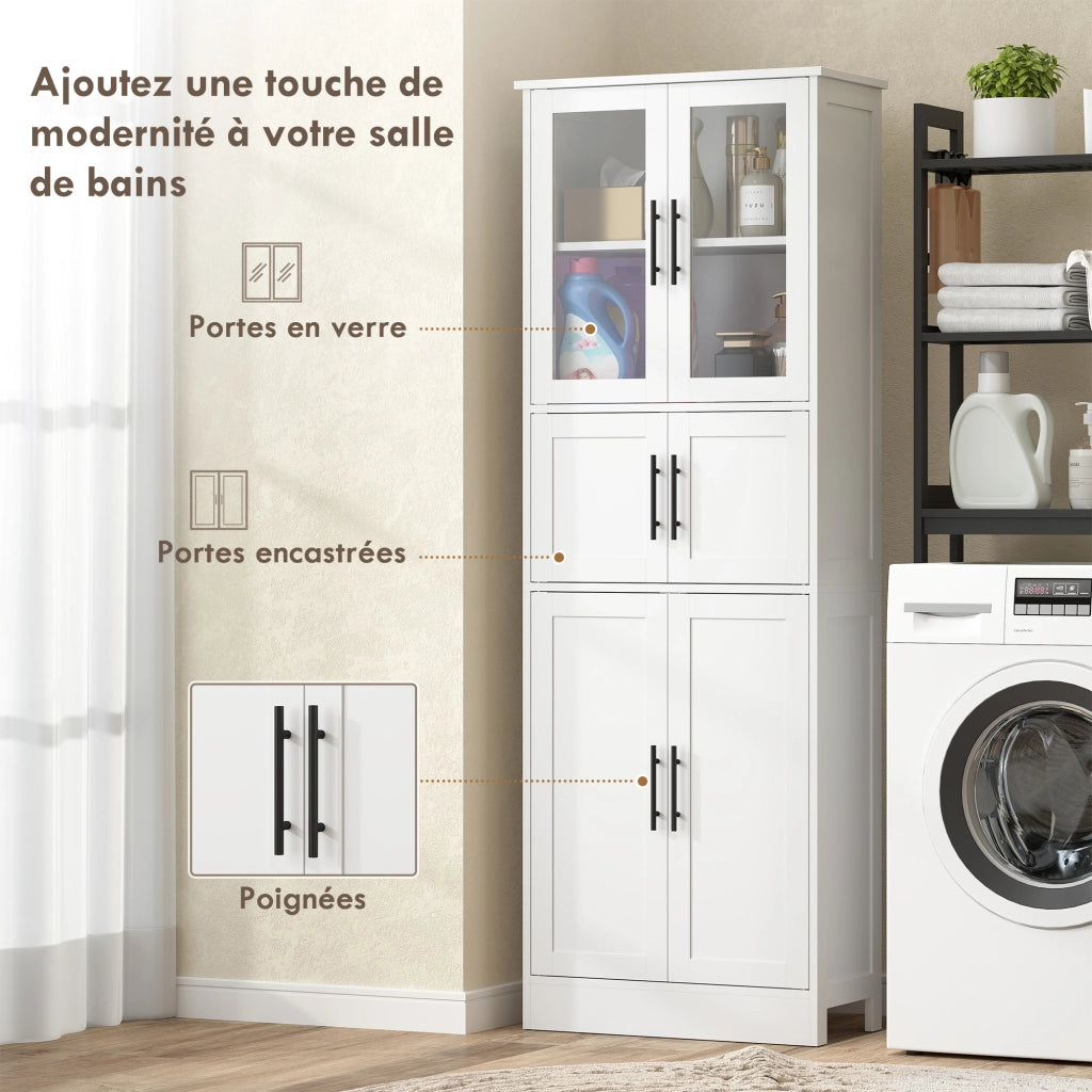Mobile bagno 6 ante con ripiani regolabili ¨C zephmum ¨C 60x30x170 bianco