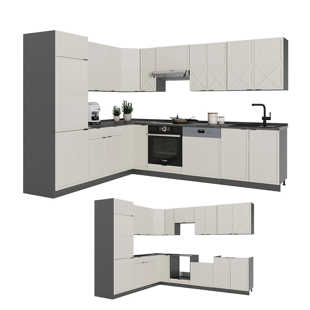 Vicco Cucina angolare completa Grigio/beige/antracite 227 x 287 cm , PL Antracite