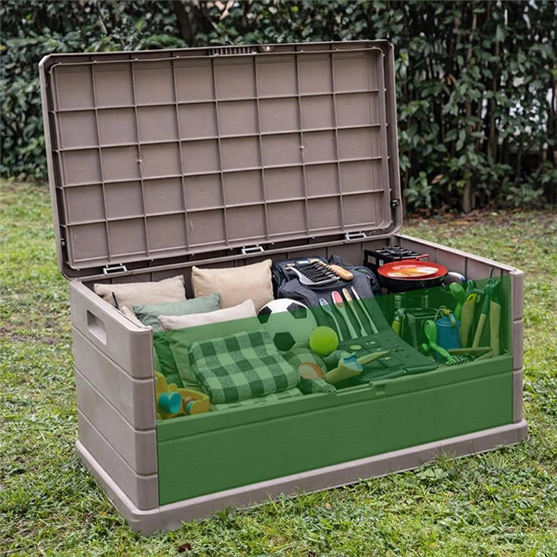 BAULE CASSAPANCA MULTIUSO 170LT MARTE DA ESTERNO E INTERNO, CONTENITORE, STOCCAGGIO, ORGANIZZATORE, APERTURA ALTA, TAUPE EFFETTO LEGNO 78 X 55 X 52 CM MADE IN ITALY
